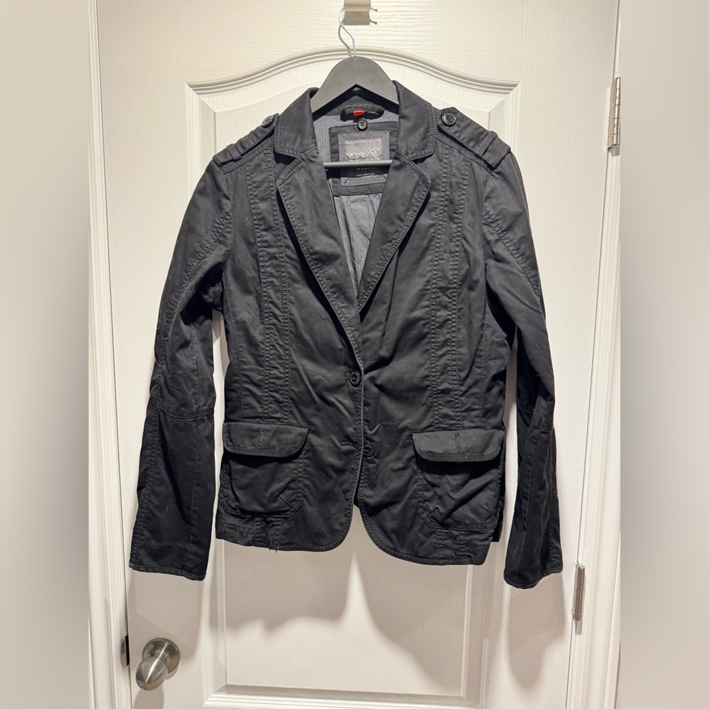 Esprit Black Military Style Blazer Jacket With Epaulettes
